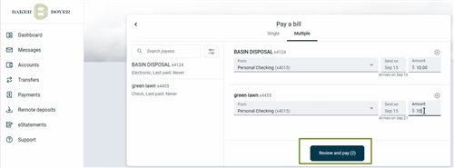 Review and Pay button